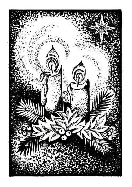 Новогодняя открытка гелевой ручкой