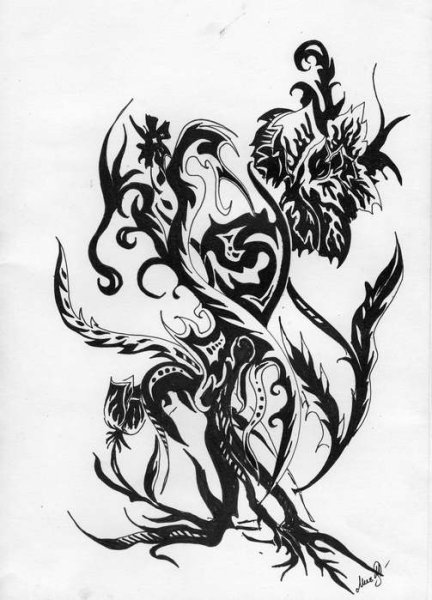 Дракон черной ручкой