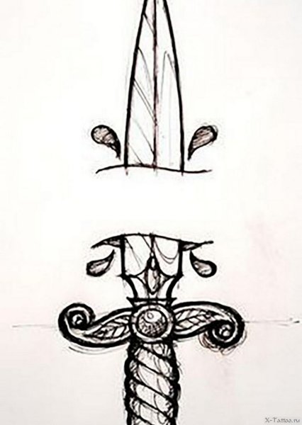 Кинжал тату эскиз