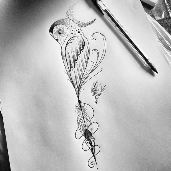 Тату перо Минимализм