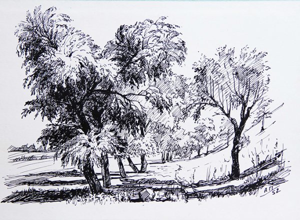 Зимний пейзаж набросок
