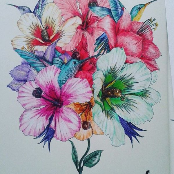 Рисование цветов гелевыми ручками