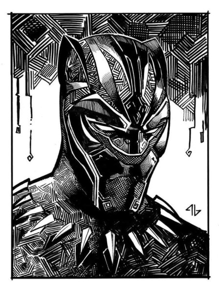 Скетчи Марвел пантера