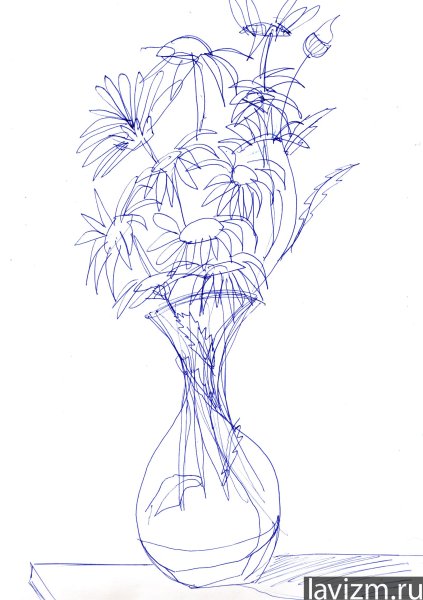 Ваза с цветами набросок
