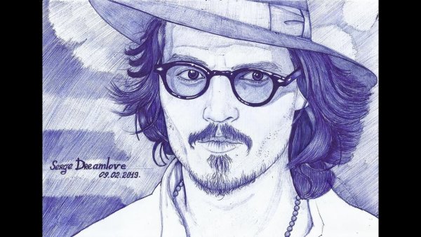 Джонни Депп рисунок ручкой