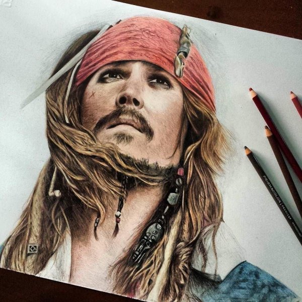 Джек Воробей рисунок ручкой