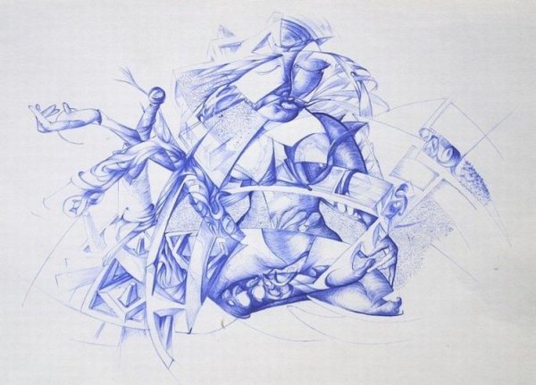 Рисунки синей ручкой