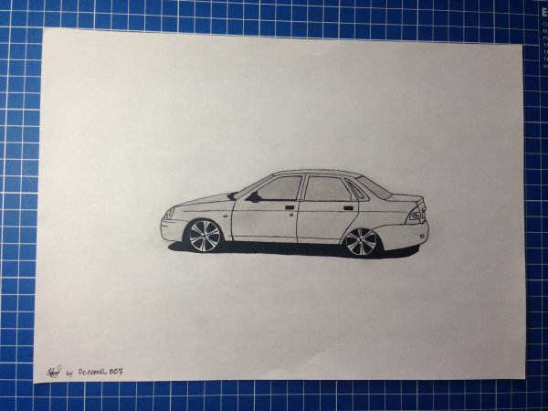 Лада Приора нарисованная сбоку