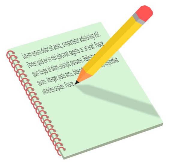 Блокнот с ручкой на прозрачном фоне