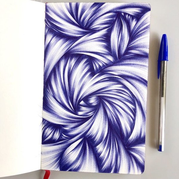 Идеи для рисования синий ручкой для