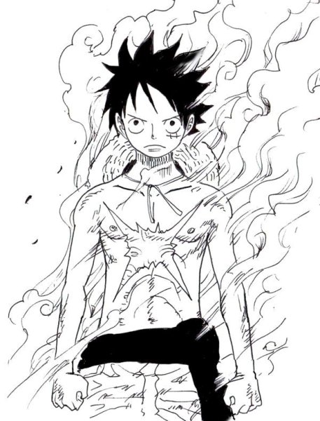 Луффи Ван Пис черно белый