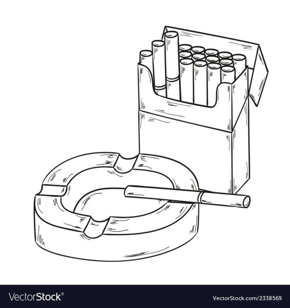 Пепельница с сигаретами эскиз