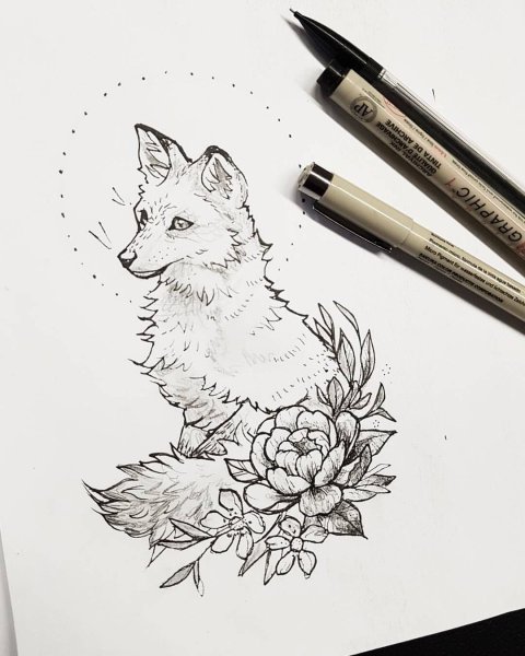 Тату лиса эскиз