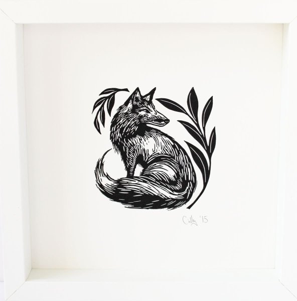Fox linocut