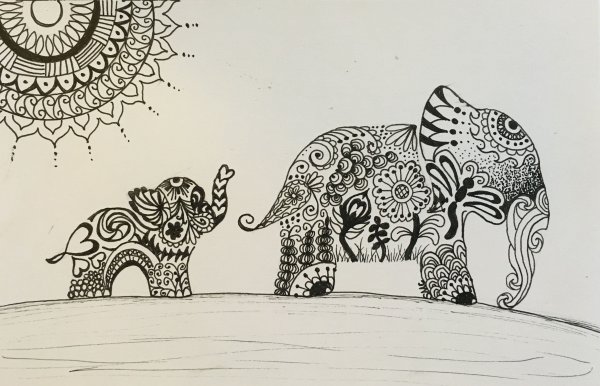 Зентангл узор слон