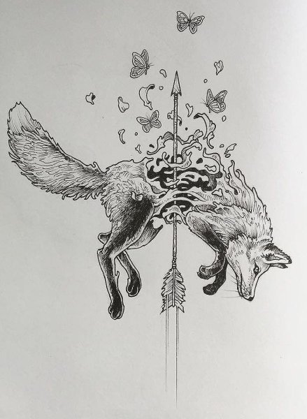 Тату лиса эскиз