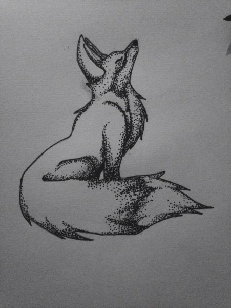 Тату лиса черно белая