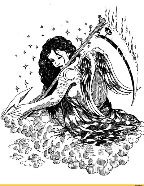 Рисунок ангела ручкой