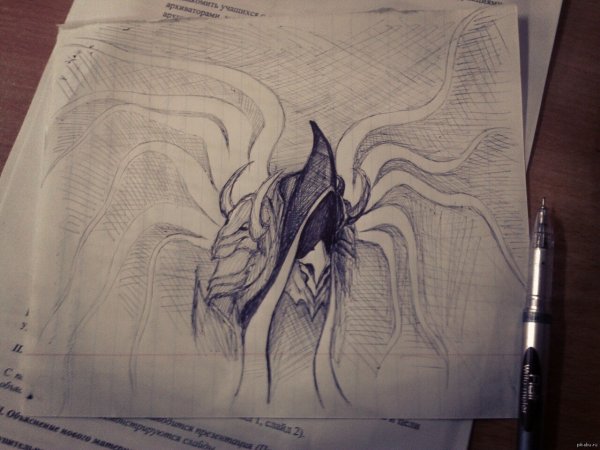 Мрачные рисунки гелевой ручкой