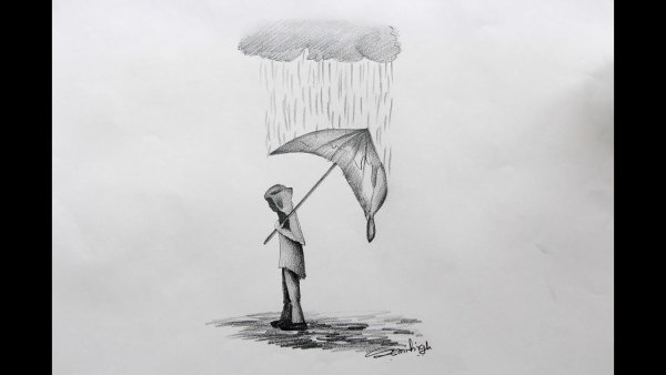 Дождь картинки карандашом