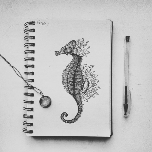 Рисунки по клеточкам чёрной ручкой