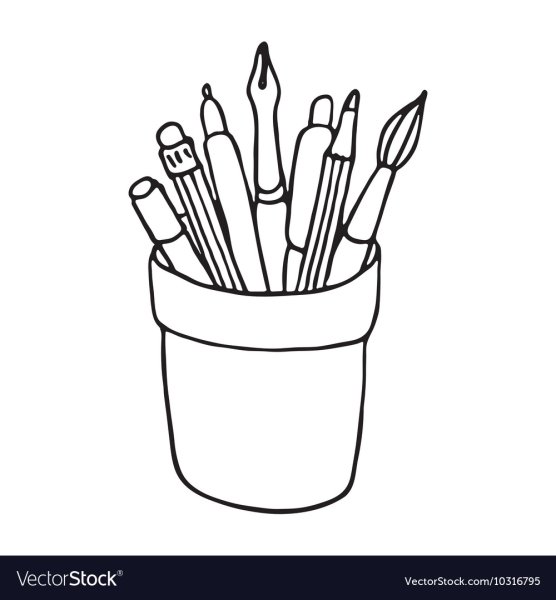 Стакан с карандашами раскраска