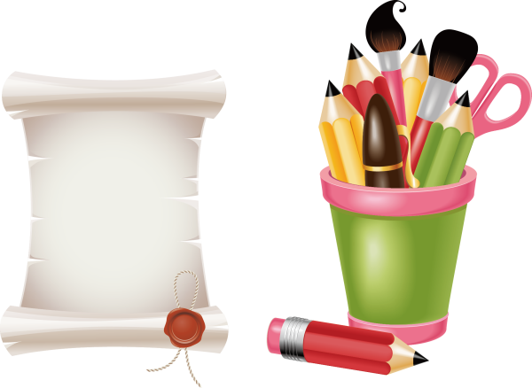 Стакан с кистями и карандашами