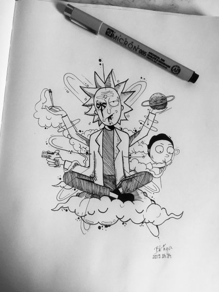 Эскизы тату Рик и Морти в цвете