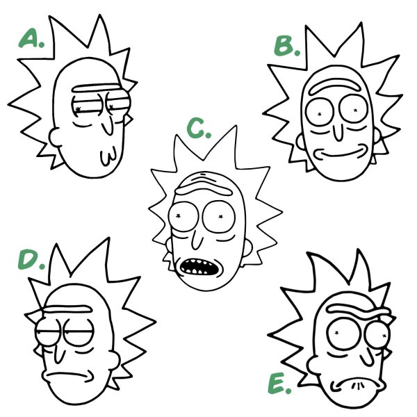 Наклейки Рик и Морти чёрно белые