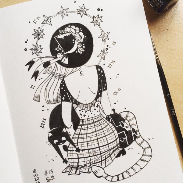 Рисунки гелевой ручкой девушки