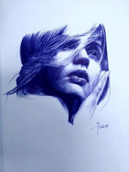 Портрет девушки ручкой