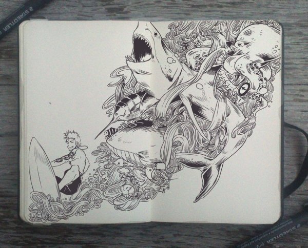 Комикс черной ручкой