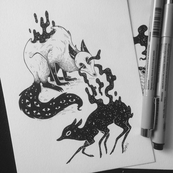 Минимализм животные для скетчбука карандашом