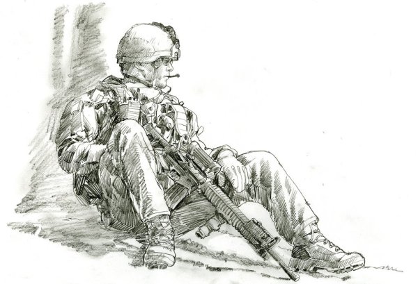 Рисунок солдат во имя жизни тень