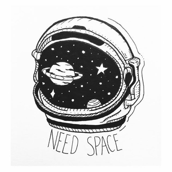 Космос черно белый эскиз