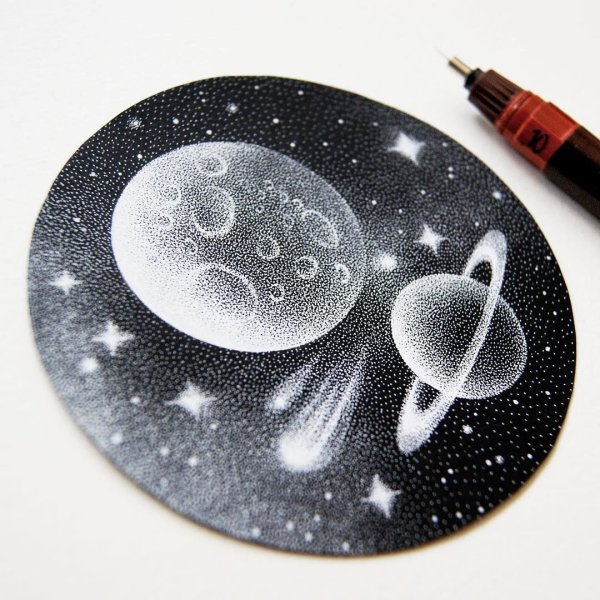 Точечное рисование гелевой ручкой