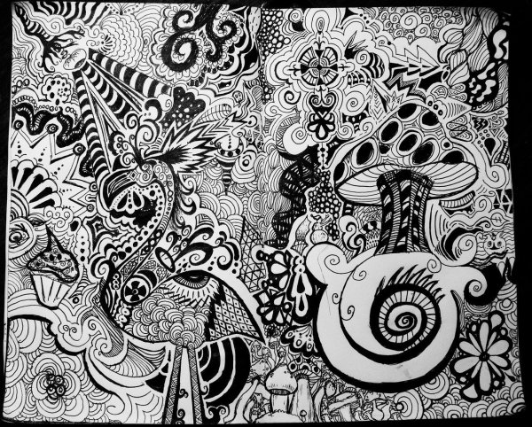 Дудлинг черно белый