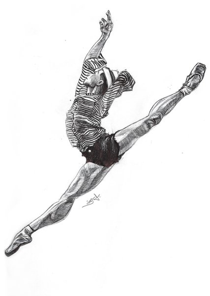 Балерина рисунок гелевой ручкой