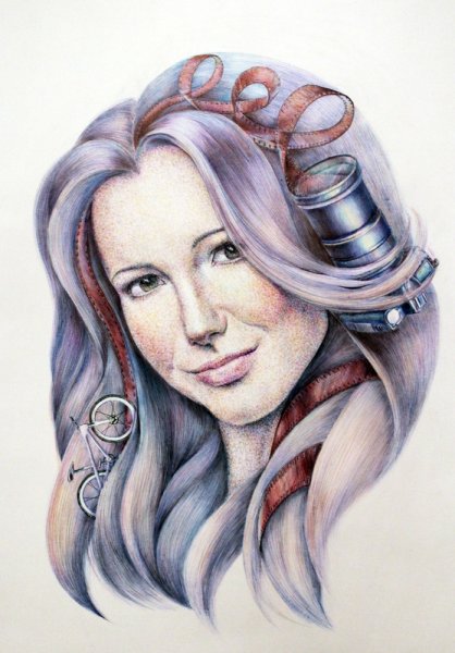 Портрет цветными шариковыми ручками