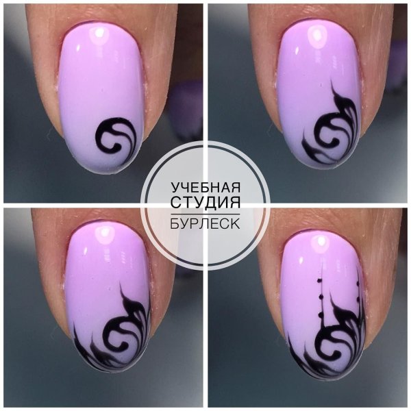 Легкие вензеля на ногтях для новичков