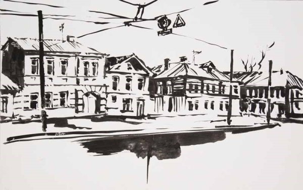 Стилизованный городской пейзаж Графика