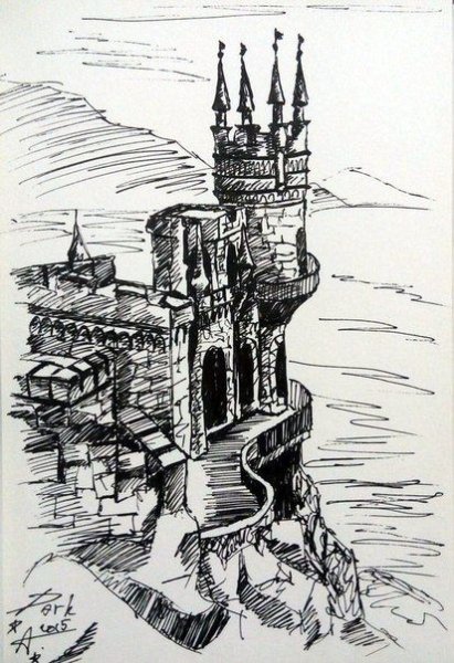 Замок черной ручкой