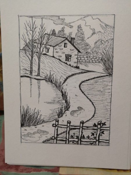 Пейзаж ручкой