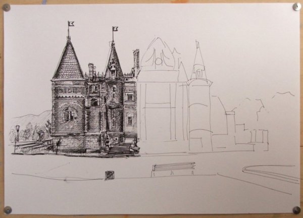 Замок черной гелевой ручкой