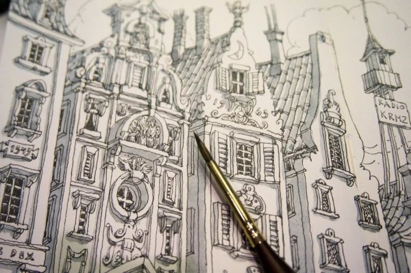 Архитектура черной ручкой