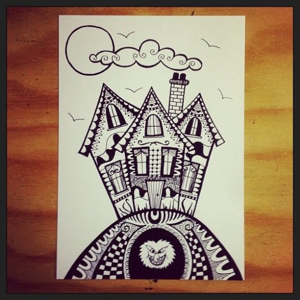 Домики в стиле дудлинг