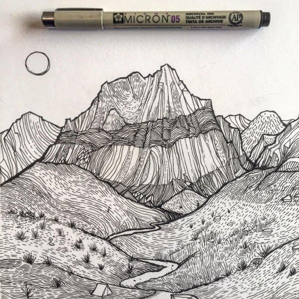 Пейзаж тушью