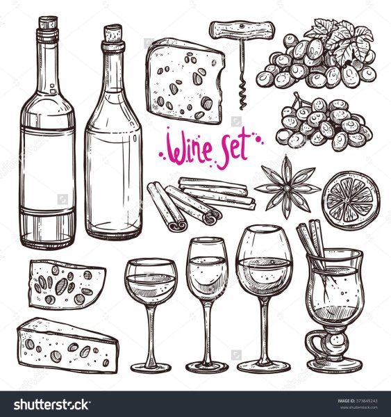 Вино рисунок скетч