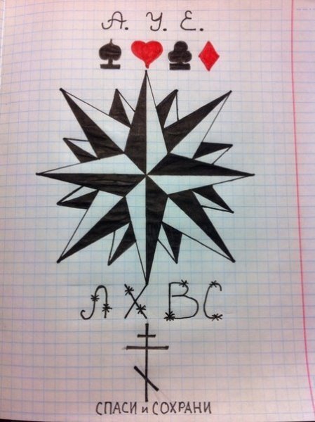 Воровская звезда на тетради