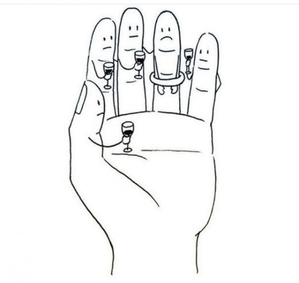 Нарисованные перстни на пальцах